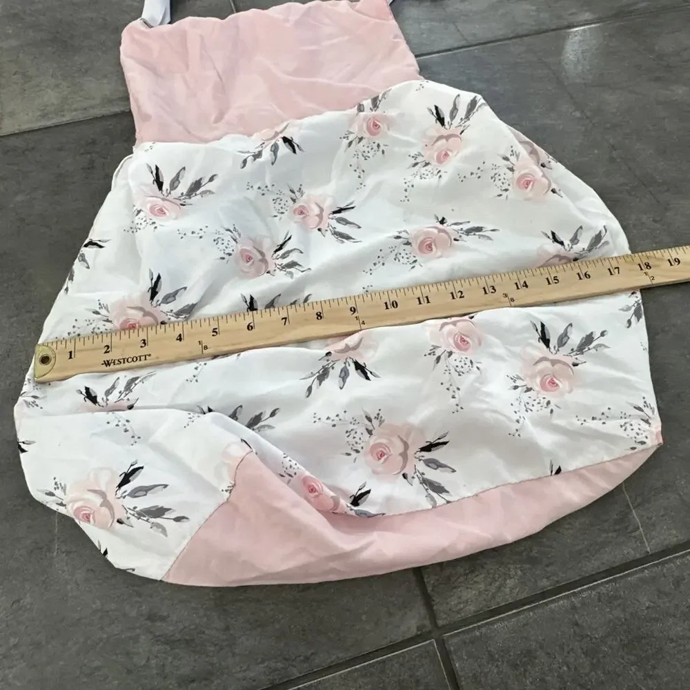 BEEWEED Floral Crib Blanket Comforter, Skirt, Diaper Holder, Bear Rug Pink Rose‎